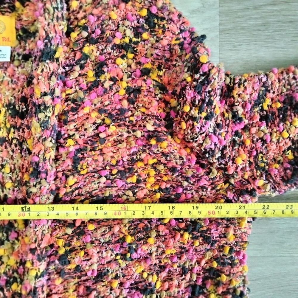 Ruby Rd. Textured Multicolor Knit Cardigan Fringe - Picture 3 of 5